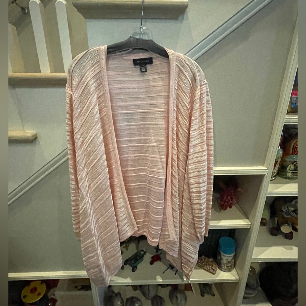 Gorgeous XL St. John knit tank and long sleeve cardigan with tiny gold sequins.
